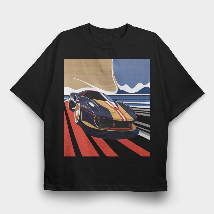 Retro Supercar in Vintage, Tricou Oversize Barbati (Unisex)