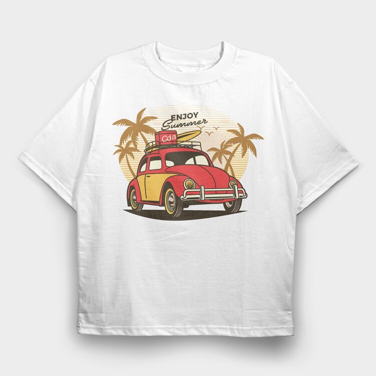 1956 Volkswagen Beetle, Tricou Oversize Barbati (Unisex)