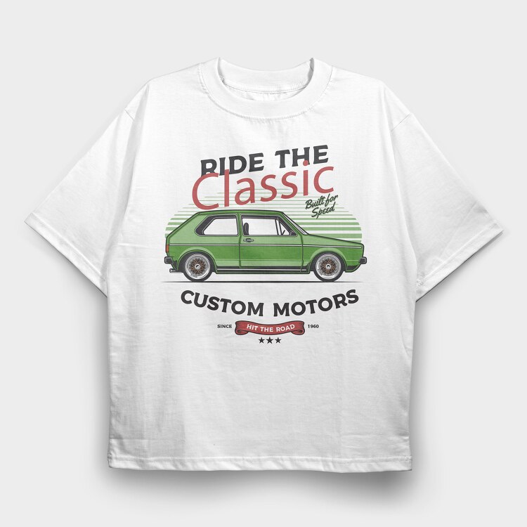 1974 Volkswagen Golf GTI, Tricou Oversize Barbati (Unisex)