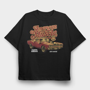 American Muscle Old Car, Tricou Oversize Barbati (Unisex)