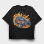 Flame Hotrod Old Car, Tricou Oversize Barbati (Unisex)
