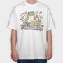 Frog Reading Cottagecore, Tricou Oversize Barbati (Unisex)