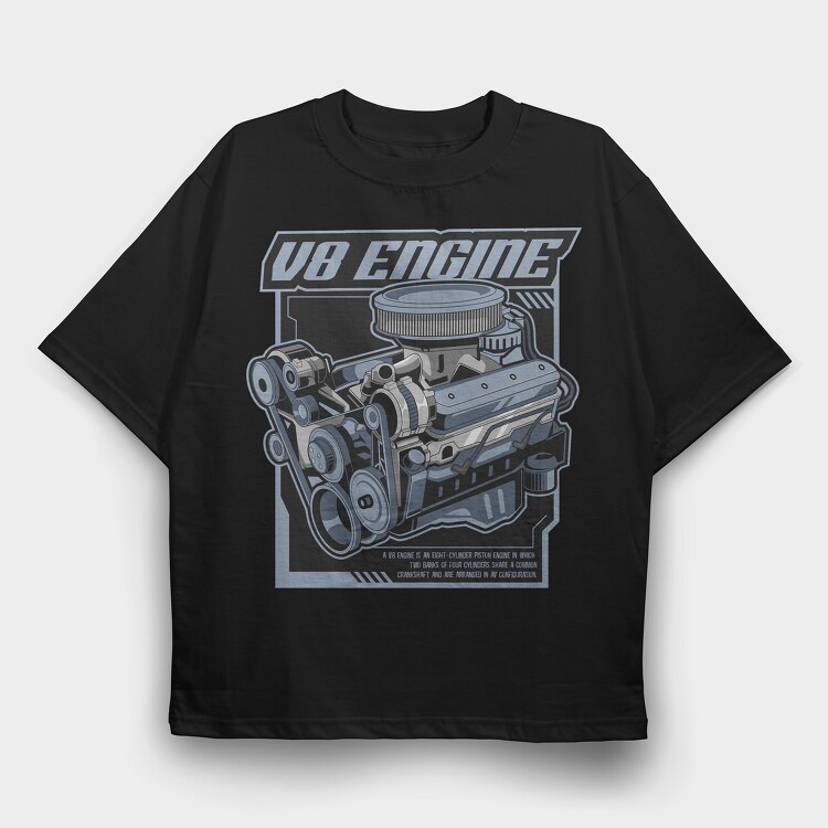 V8 Engine, Tricou Oversize Barbati (Unisex)