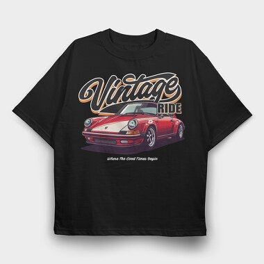 Vintage Ride Porsche, Tricou Oversize Barbati (Unisex)