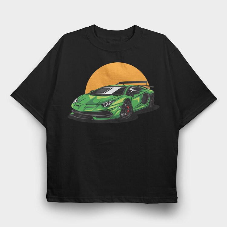 Lambo Sunset, Tricou Oversize Barbati (Unisex)