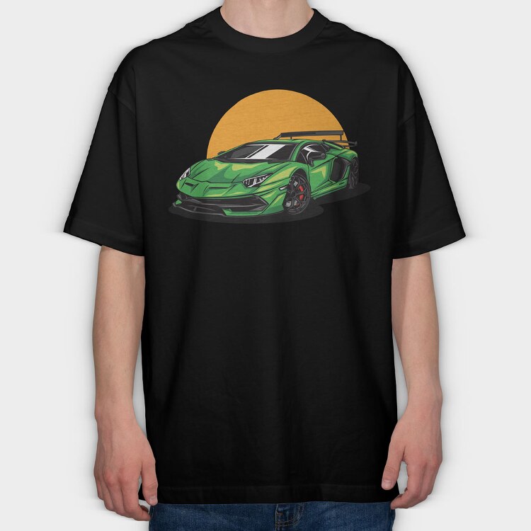 Lambo Sunset, Tricou Oversize Barbati (Unisex)