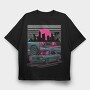 Skyline Retro Night, Tricou Oversize Barbati (Unisex)