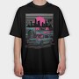 Skyline Retro Night, Tricou Oversize Barbati (Unisex)