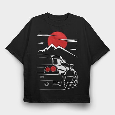 Skyline Sunset Mountain, Tricou Oversize Barbati (Unisex)