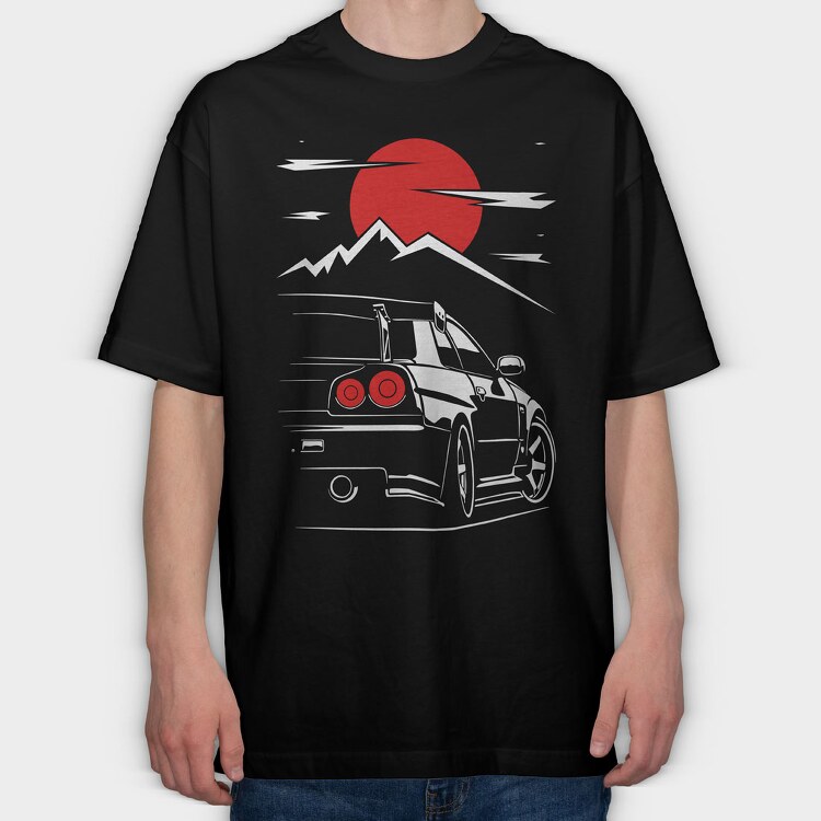 Skyline Sunset Mountain, Tricou Oversize Barbati (Unisex)