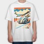 Classic Car Mountain Sunset Trees, Tricou Oversize Barbati (Unisex)