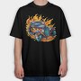 Flame Hotrod Old Car, Tricou Oversize Barbati (Unisex)