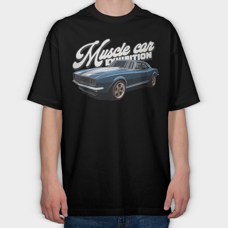 Muscle Blue Car, Tricou Oversize Barbati (Unisex)
