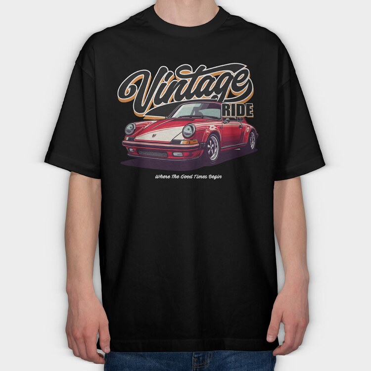 Vintage Ride Porsche, Tricou Oversize Barbati (Unisex)