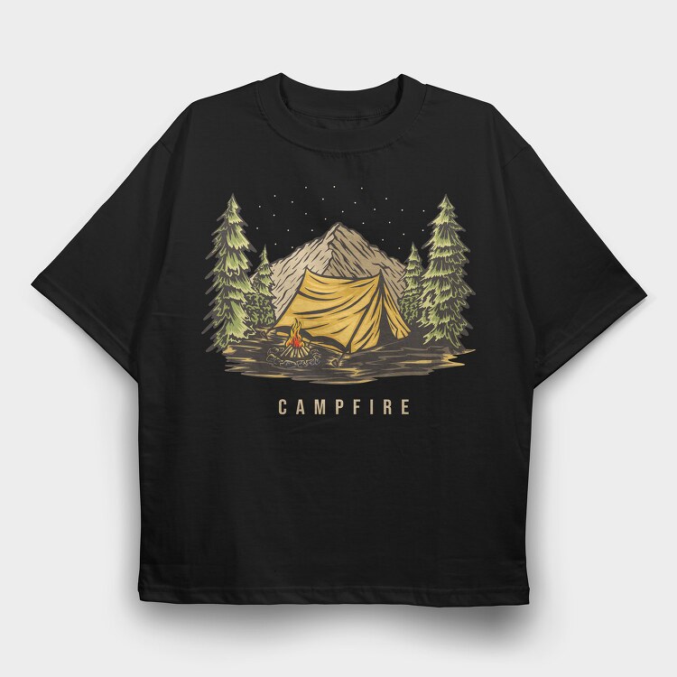 Campfire 3, Tricou Oversize Barbati (Unisex)