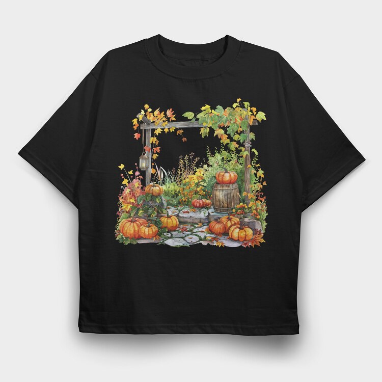 Autumn Garden Pumpkins, Tricou Oversize Barbati (Unisex)