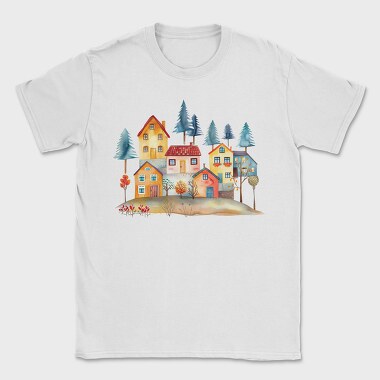 Autumn Houses Night, Tricou Barbati (Unisex)