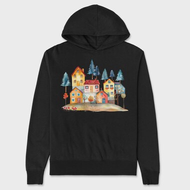 Autumn Houses Night, Hanorac Oversize Barbati (Unisex)