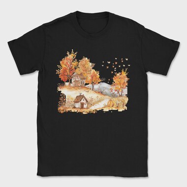 Autumn Hut Pumpkin, Tricou Barbati (Unisex)
