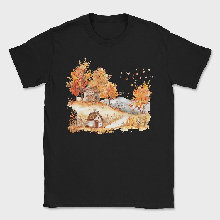 Autumn Hut Pumpkin, Tricou Barbati (Unisex)