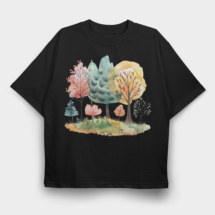 Autumn Magic Forest, Tricou Oversize Barbati (Unisex)