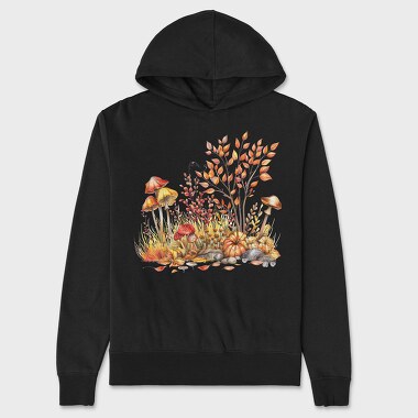 Autumn Mushrooms Leaves, Hanorac Oversize Barbati (Unisex)