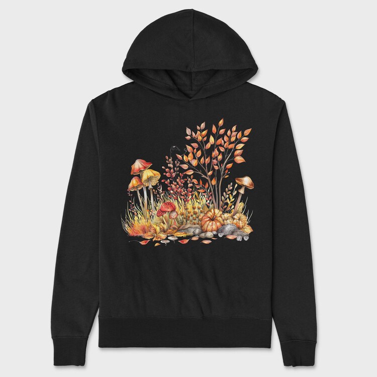 Autumn Mushrooms Leaves, Hanorac Oversize Barbati (Unisex)