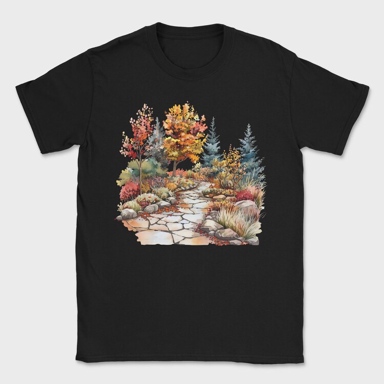 Autumn Pathway Watercolor, Tricou Barbati (Unisex)
