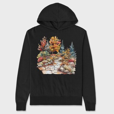 Autumn Pathway Watercolor, Hanorac Oversize Barbati (Unisex)