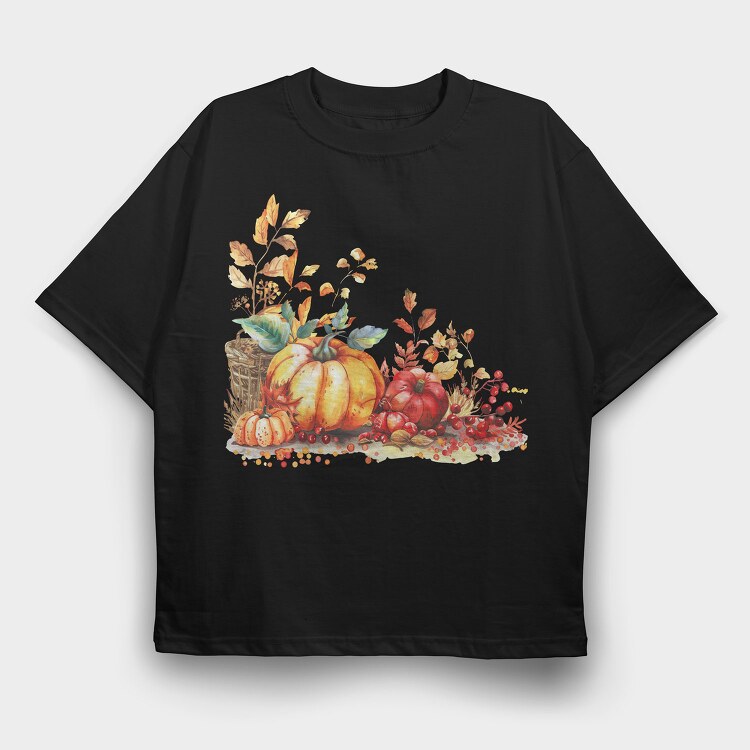 Autumn Pumpkin Bounty, Tricou Oversize Barbati (Unisex)