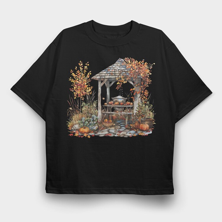 Autumn Pumpkin Garden, Tricou Oversize Barbati (Unisex)