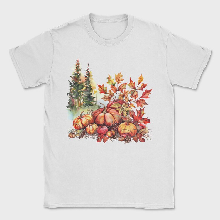 Autumn Pumpkins Leaves, Tricou Barbati (Unisex)