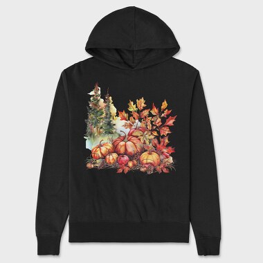 Autumn Pumpkins Leaves, Hanorac Oversize Barbati (Unisex)