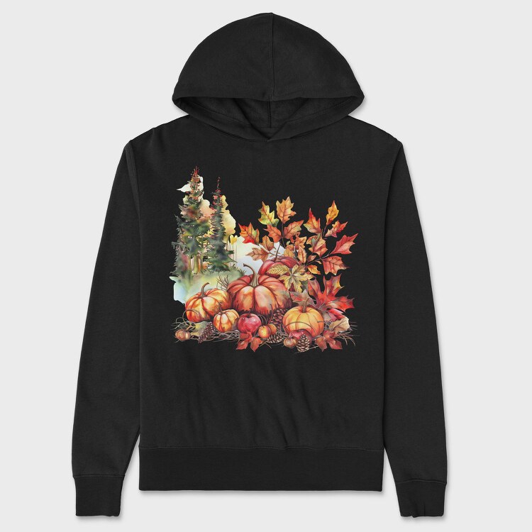 Autumn Pumpkins Leaves, Hanorac Oversize Barbati (Unisex)