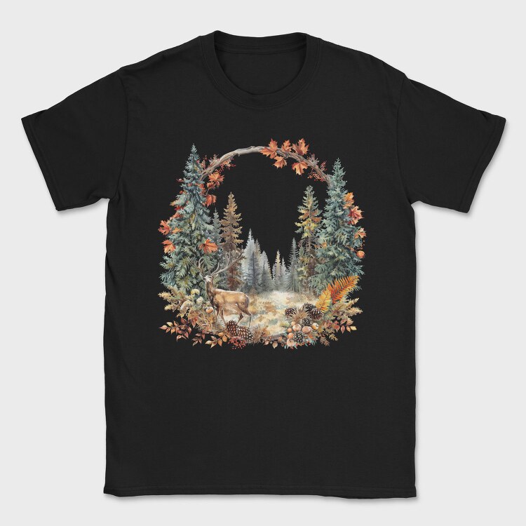 Autumn Wreath Deer, Tricou Barbati (Unisex)