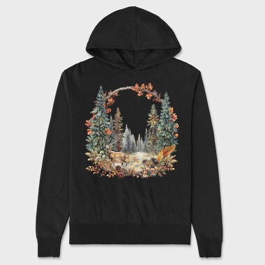 Autumn Wreath Deer, Hanorac Oversize Barbati (Unisex)