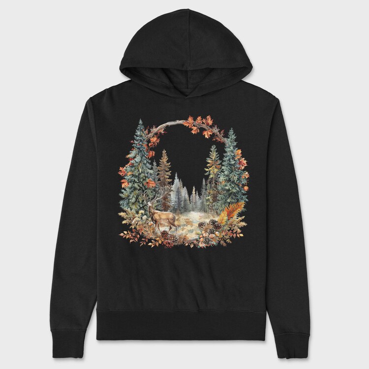 Autumn Wreath Deer, Hanorac Oversize Barbati (Unisex)