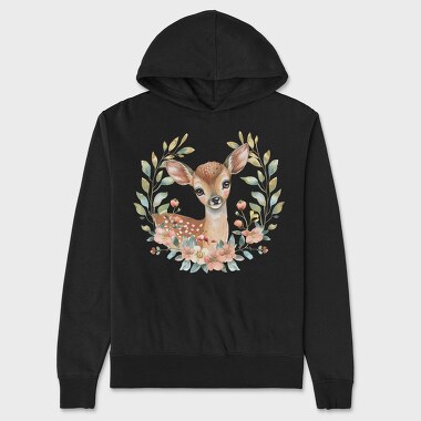 Baby Deer Flowers, Hanorac Oversize Barbati (Unisex)