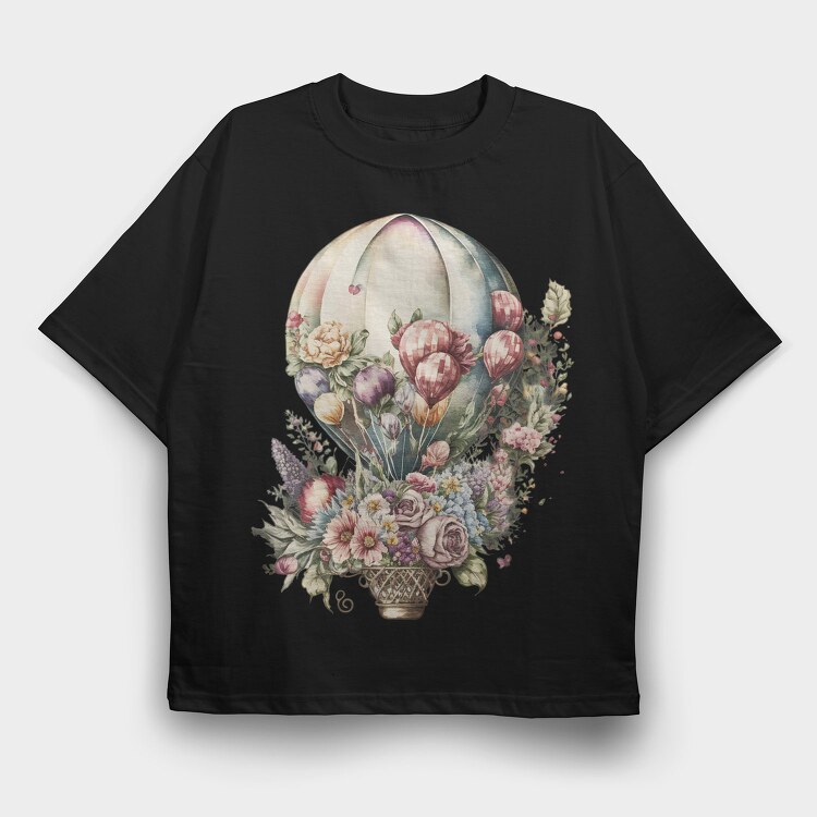 Balloon Floral Fairytale, Tricou Oversize Barbati (Unisex)