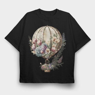 Balloon Floral Flight, Tricou Oversize Barbati (Unisex)