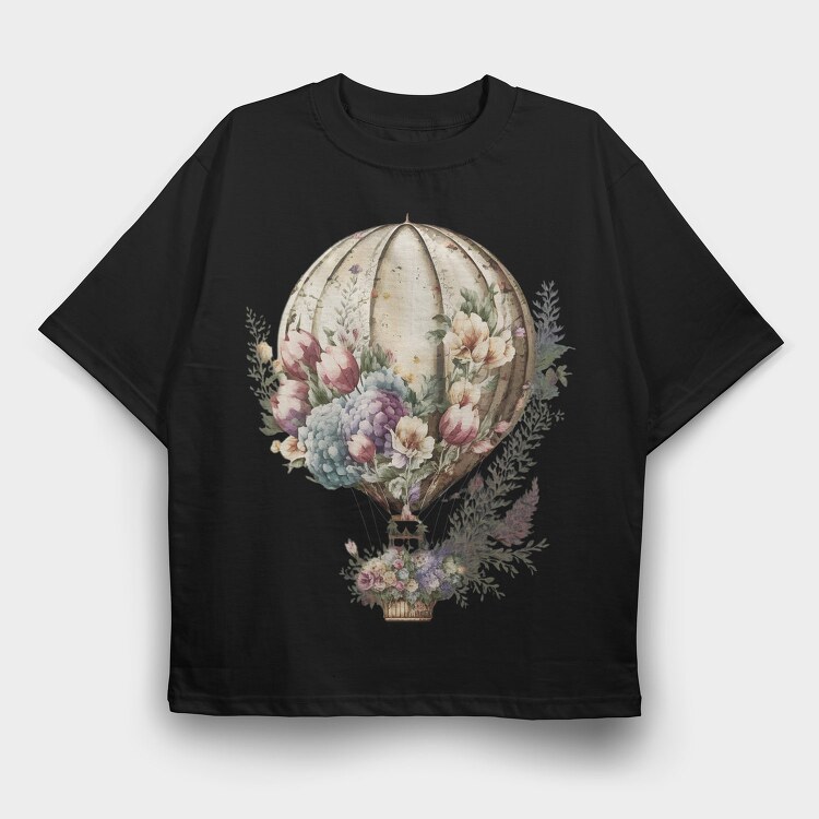 Balloon Floral Flight, Tricou Oversize Barbati (Unisex)