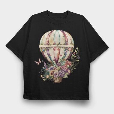 Balloon Floral Journey, Tricou Oversize Barbati (Unisex)