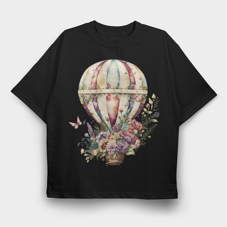 Balloon Floral Journey, Tricou Oversize Barbati (Unisex)