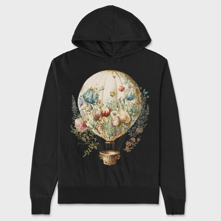 Balloon Floral Sky, Hanorac Oversize Barbati (Unisex)