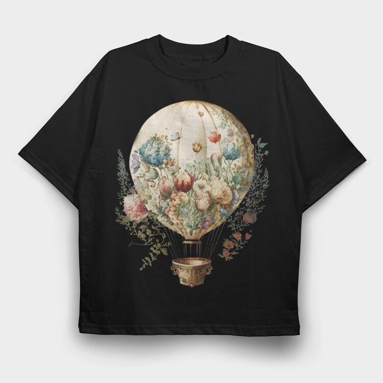 Balloon Floral Sky, Tricou Oversize Barbati (Unisex)