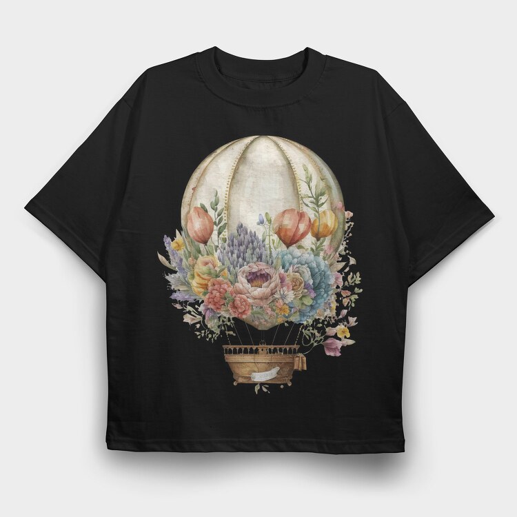Balloon Floral Vintage, Tricou Oversize Barbati (Unisex)