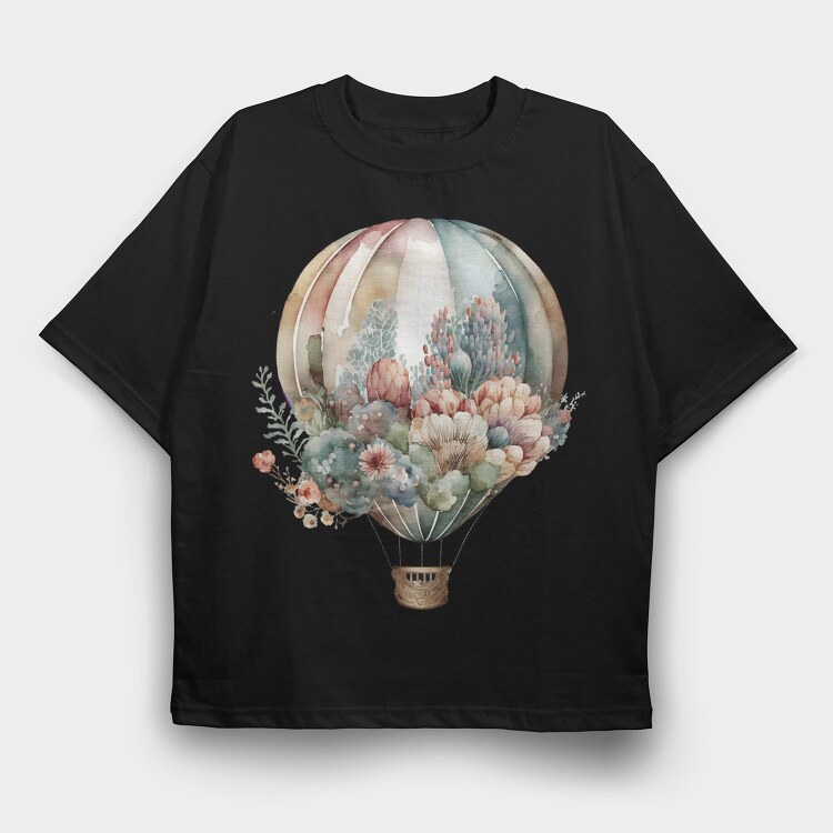 Balloon Floral Voyage, Tricou Oversize Barbati (Unisex)