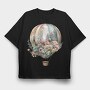 Balloon Floral Voyage, Tricou Oversize Barbati (Unisex)