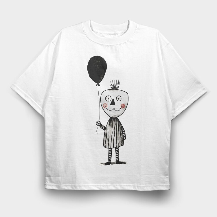 Balloon Ghost Girl, Tricou Oversize Barbati (Unisex)