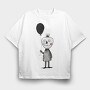 Balloon Ghost Girl, Tricou Oversize Barbati (Unisex)